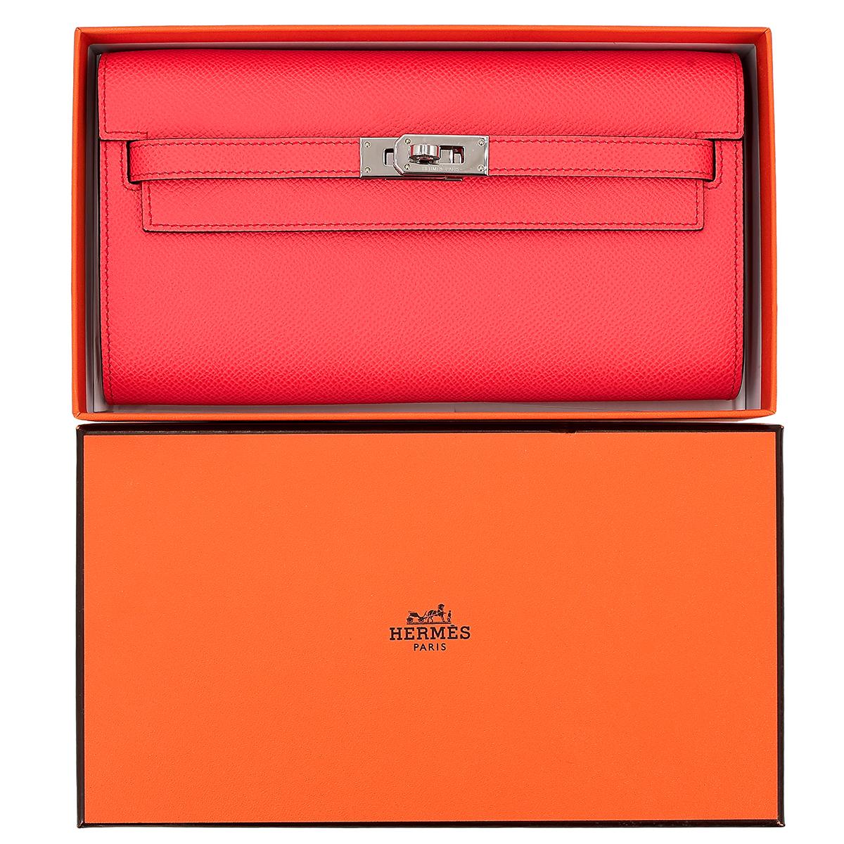 ランク A HERMÈS エルメス ケリーウォレット ローズテキサス (0E) シルバー金具 U刻印 - 26