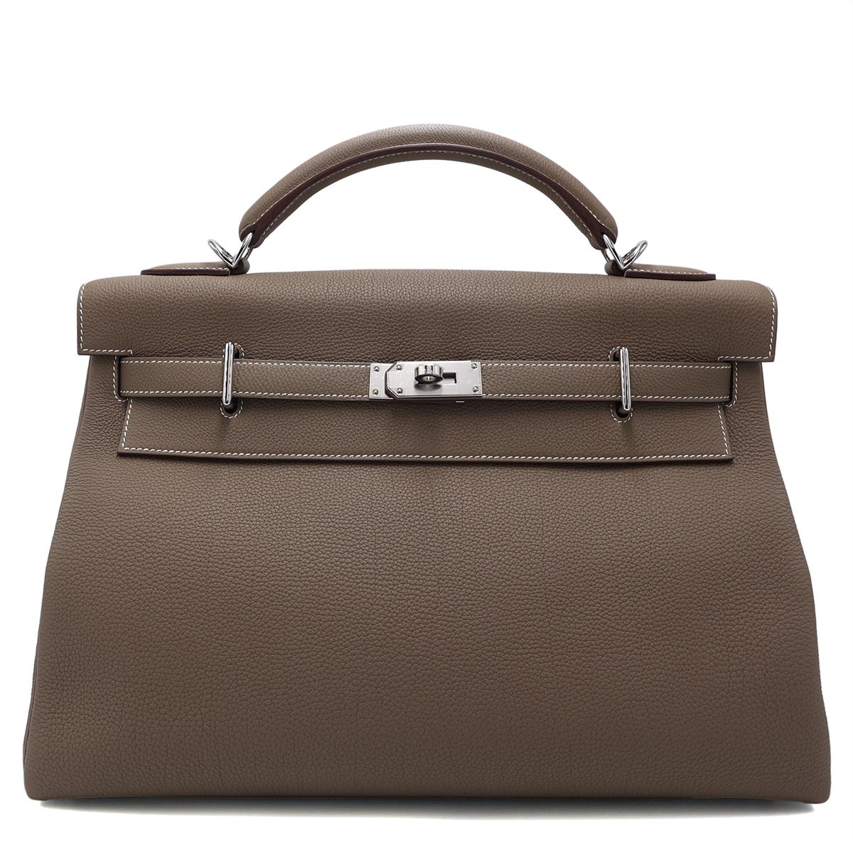 Unused ( Rank NS ) HERMÈS Limited Edition Kelly 42 Maxi Etoupe (18) Togo Palladium hardware B (2023) - 1