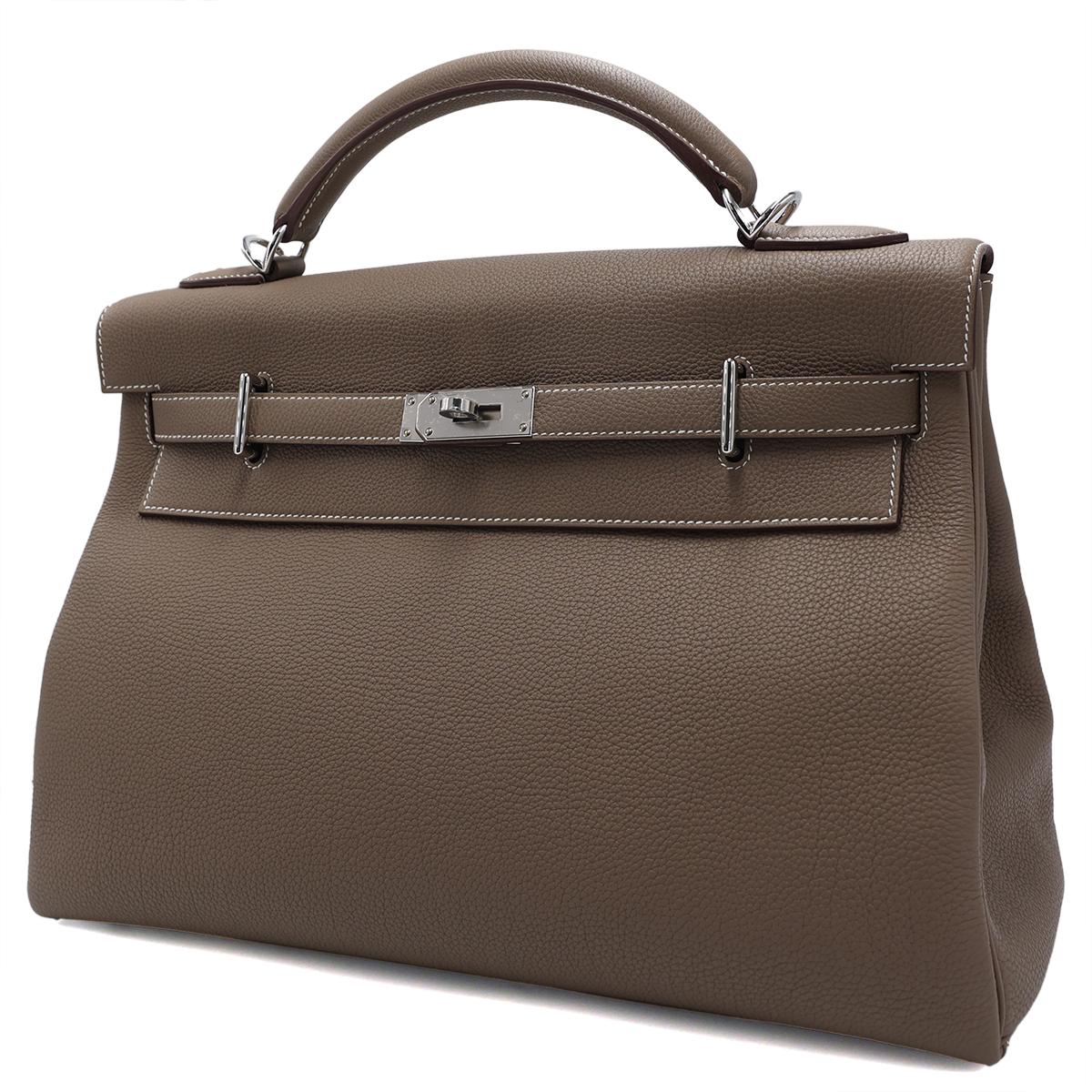 Unused ( Rank NS ) HERMÈS Limited Edition Kelly 42 Maxi Etoupe (18) Togo Palladium hardware B (2023) - 2