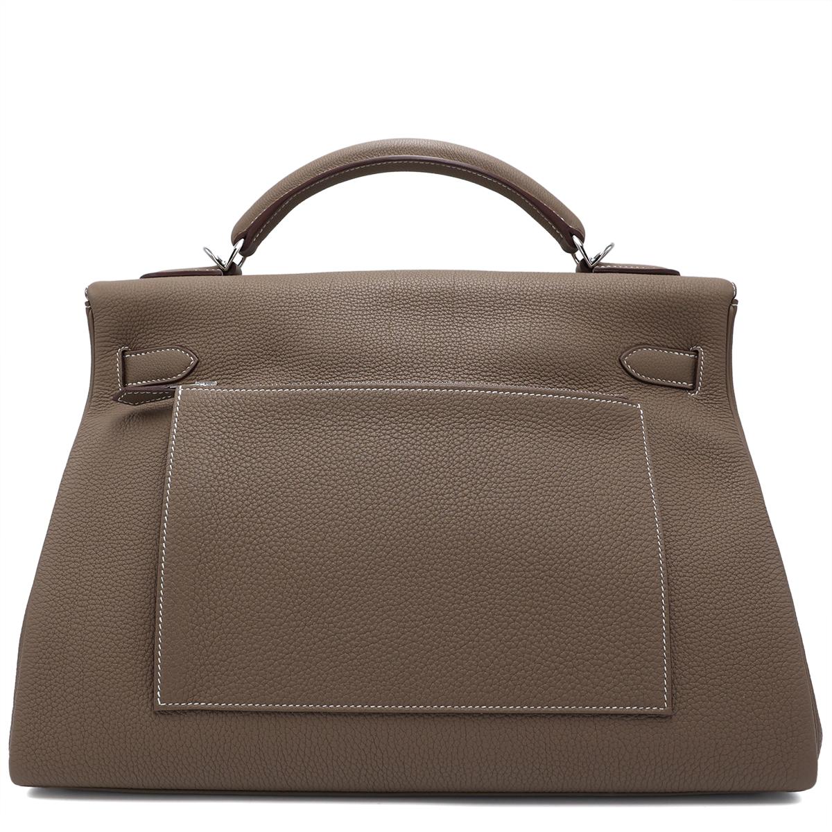 Unused ( Rank NS ) HERMÈS Limited Edition Kelly 42 Maxi Etoupe (18) Togo Palladium hardware B (2023) - 3