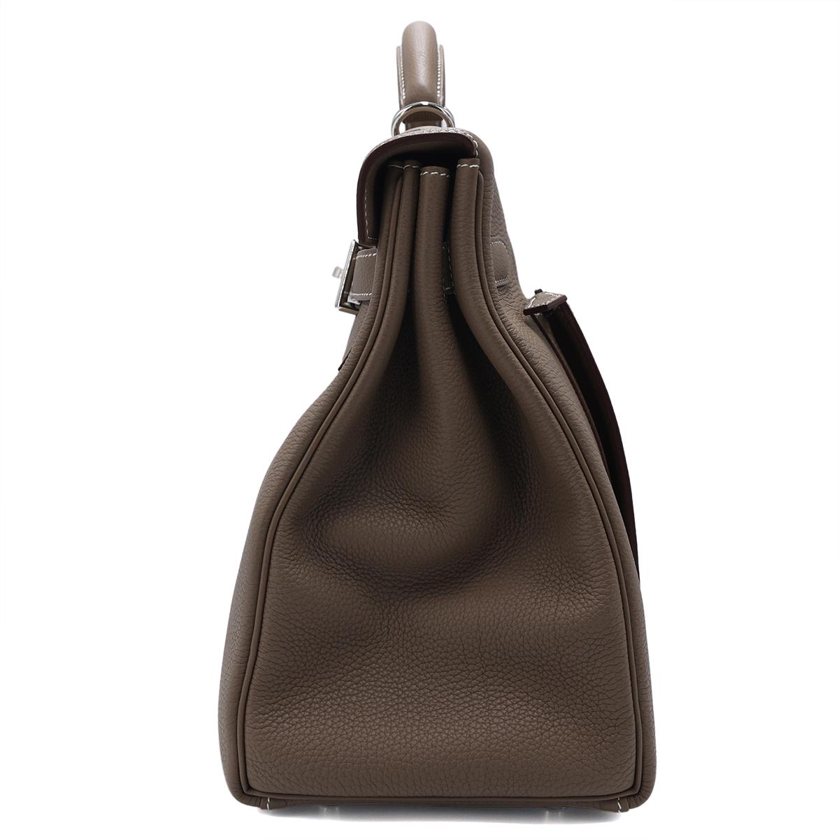 Unused ( Rank NS ) HERMÈS Limited Edition Kelly 42 Maxi Etoupe (18) Togo Palladium hardware B (2023) - 4