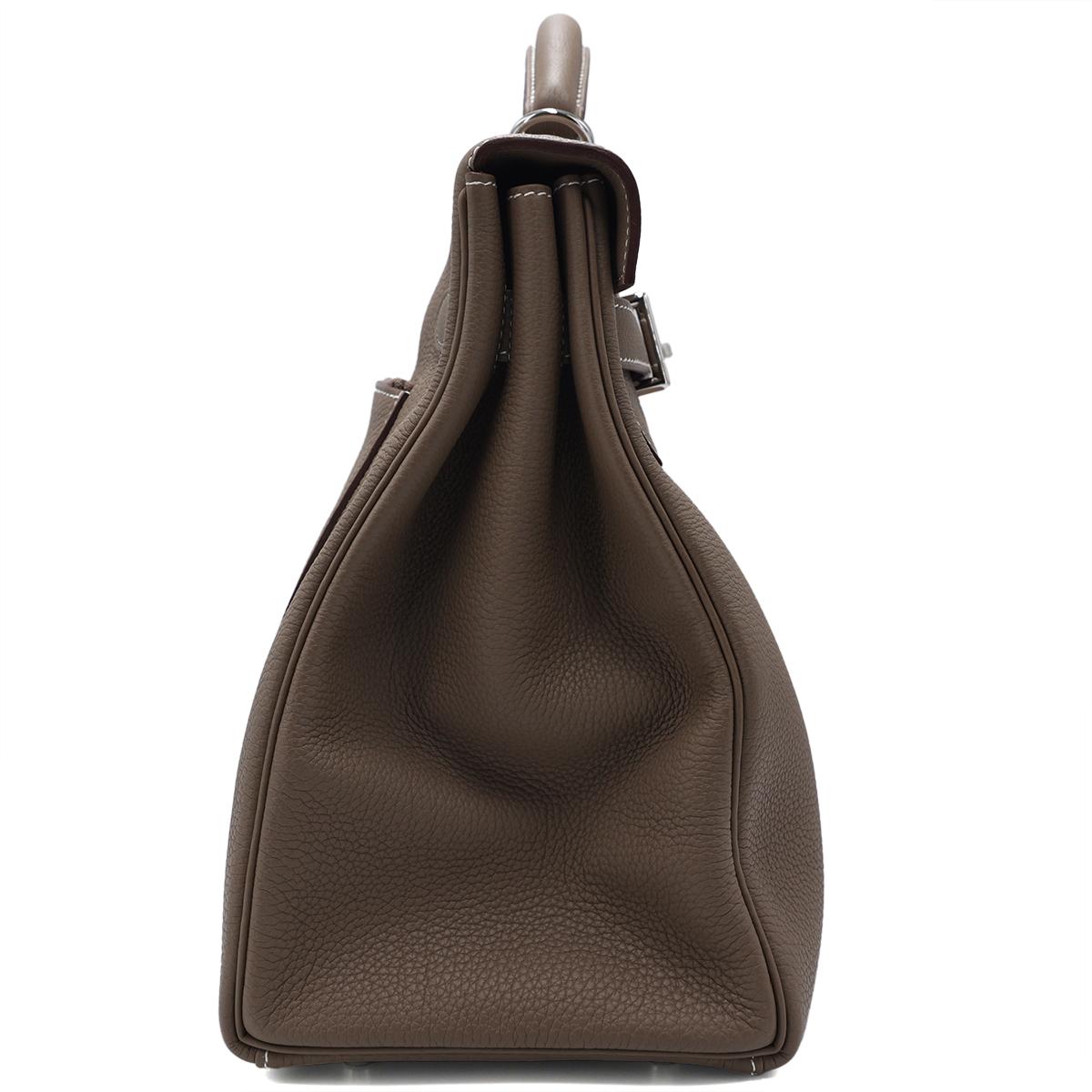 Unused ( Rank NS ) HERMÈS Limited Edition Kelly 42 Maxi Etoupe (18) Togo Palladium hardware B (2023) - 5