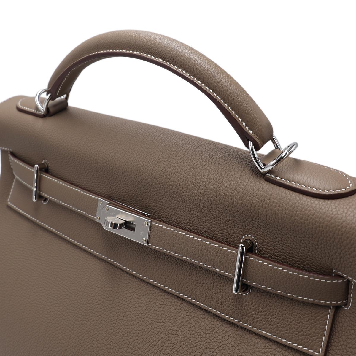 Unused ( Rank NS ) HERMÈS Limited Edition Kelly 42 Maxi Etoupe (18) Togo Palladium hardware B (2023) - 6