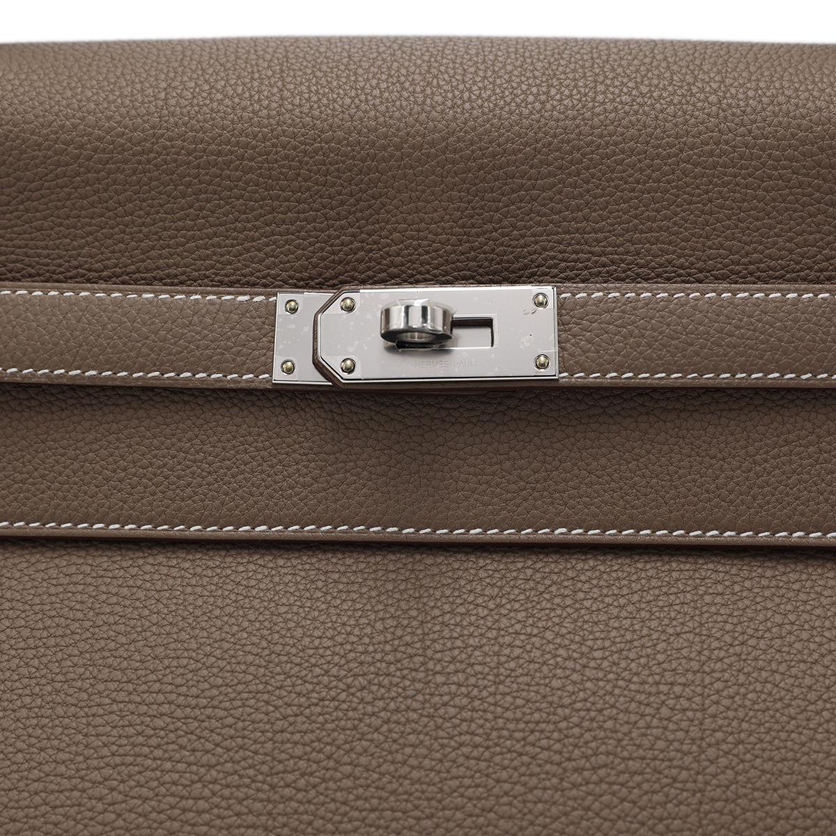 Unused ( Rank NS ) HERMÈS Limited Edition Kelly 42 Maxi Etoupe (18) Togo Palladium hardware B (2023) - 13