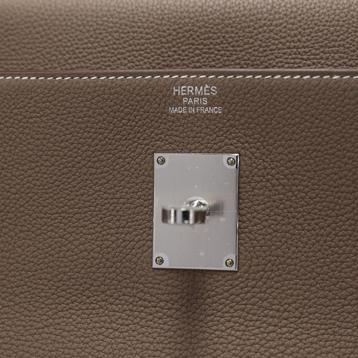 Unused ( Rank NS ) HERMÈS Limited Edition Kelly 42 Maxi Etoupe (18) Togo Palladium hardware B (2023) - 16