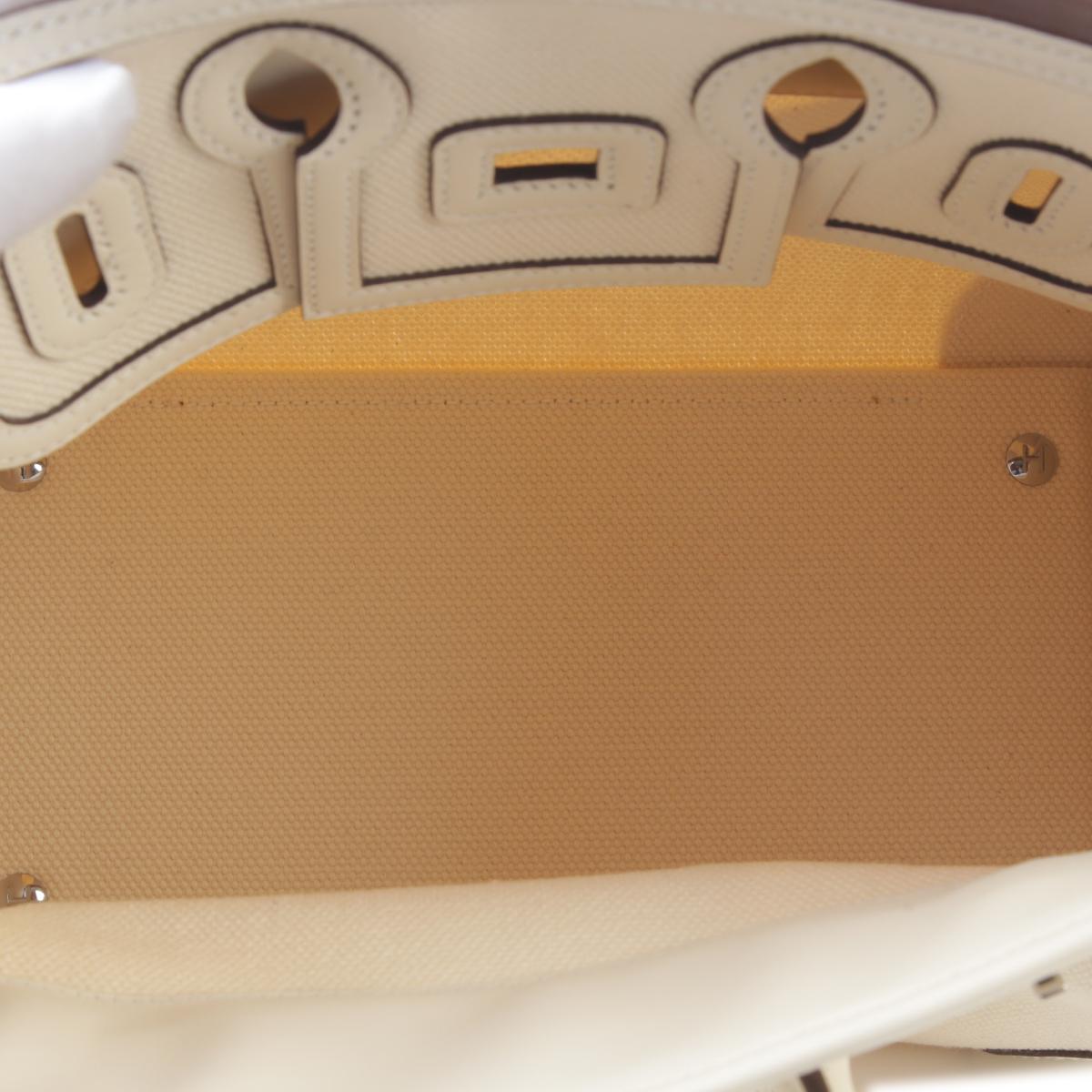 Unused ( Rank NS ) HERMÈS Limited Edition Birkin Cargo 25 Nata (I2) Swift Toile H Palladium hardware Z (2021) - 15