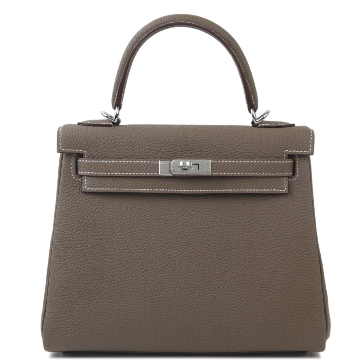 Brand New ( Rank N ) HERMÈS Kelly 25 Etoupe (18) Togo Palladium hardware W (2024) - 1