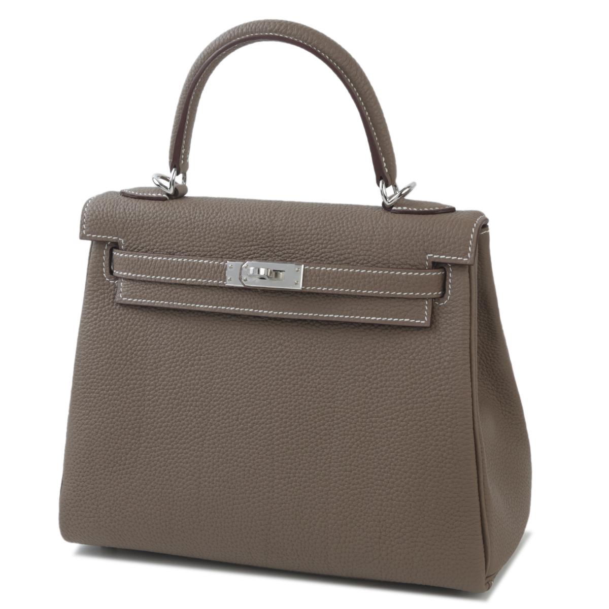 Brand New ( Rank N ) HERMÈS Kelly 25 Etoupe (18) Togo Palladium hardware W (2024) - 2