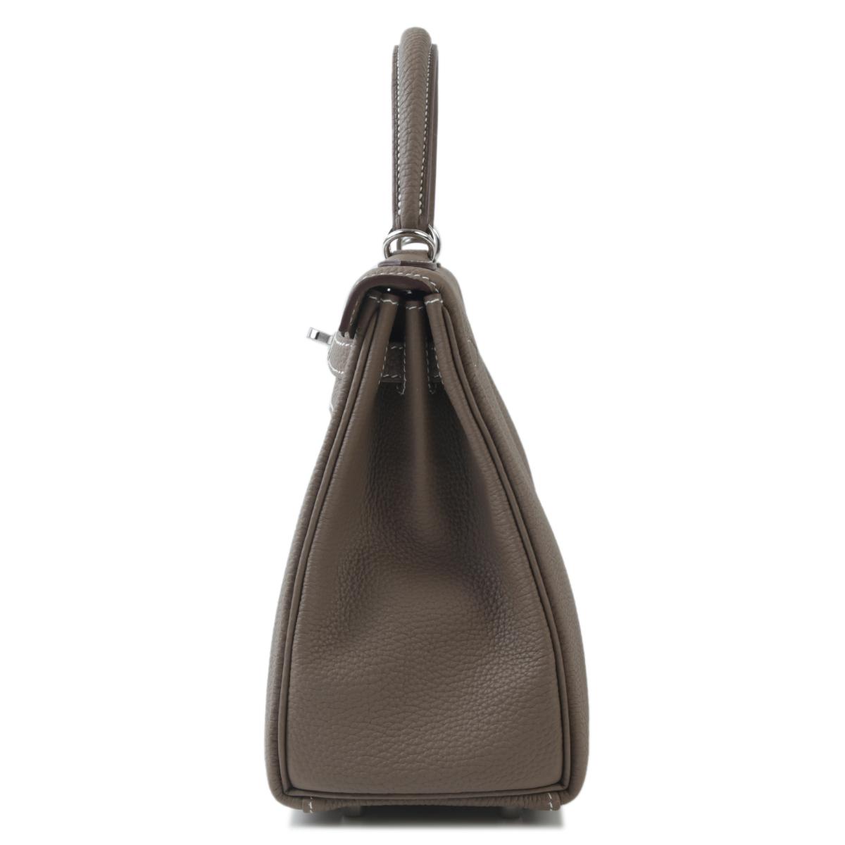 Brand New ( Rank N ) HERMÈS Kelly 25 Etoupe (18) Togo Palladium hardware W (2024) - 4