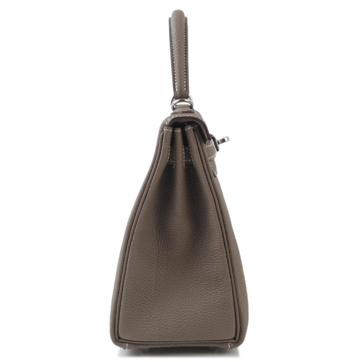 Brand New ( Rank N ) HERMÈS Kelly 25 Etoupe (18) Togo Palladium hardware W (2024) - 5