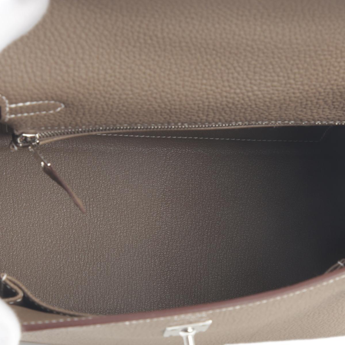 Brand New ( Rank N ) HERMÈS Kelly 25 Etoupe (18) Togo Palladium hardware W (2024) - 14