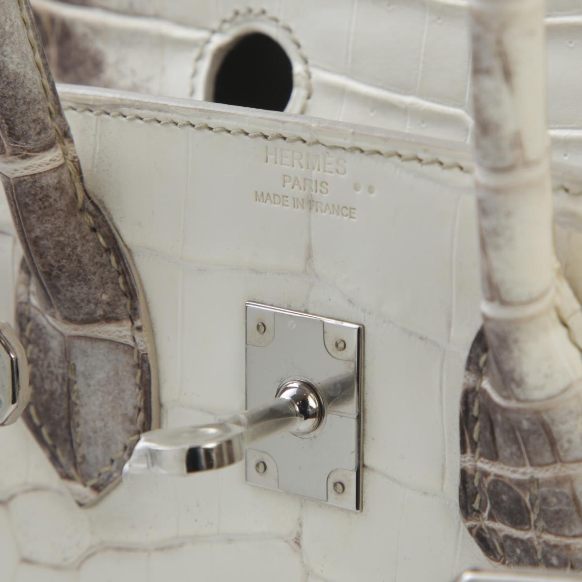 Unused ( Rank NS ) HERMÈS Limited Edition Birkin 25 Himalaya Matte Niloticus Crocodile Palladium hardware X (2016) - 13