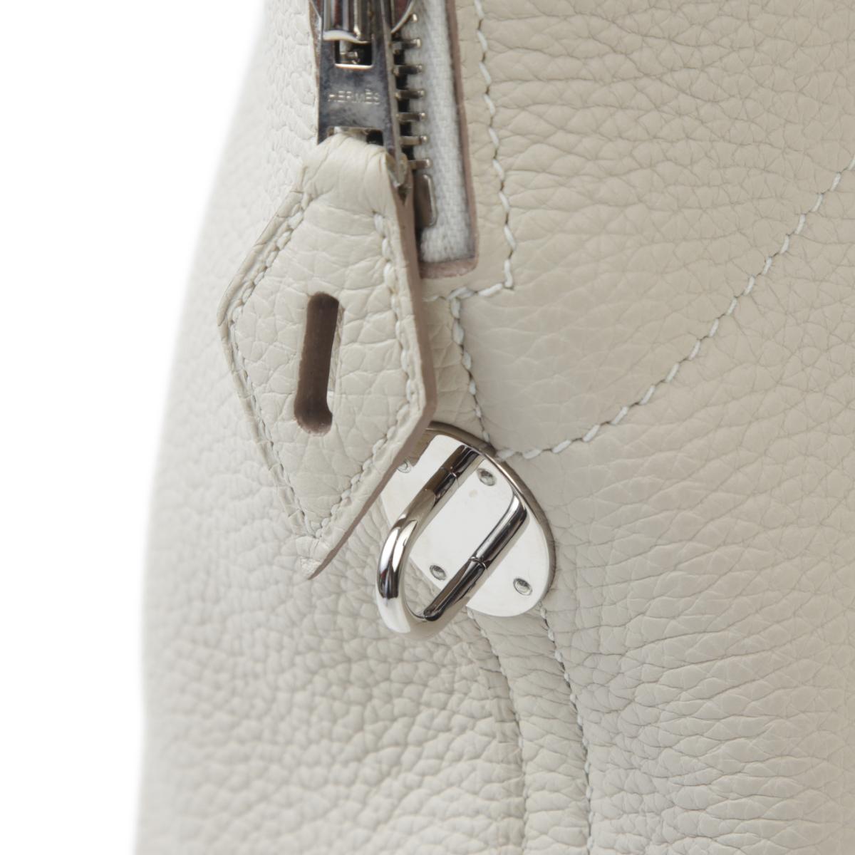 Excellent ( Rank SA ) HERMÈS Bolide 31 Craie (10) Clemence Palladium hardware C (2018) - 12