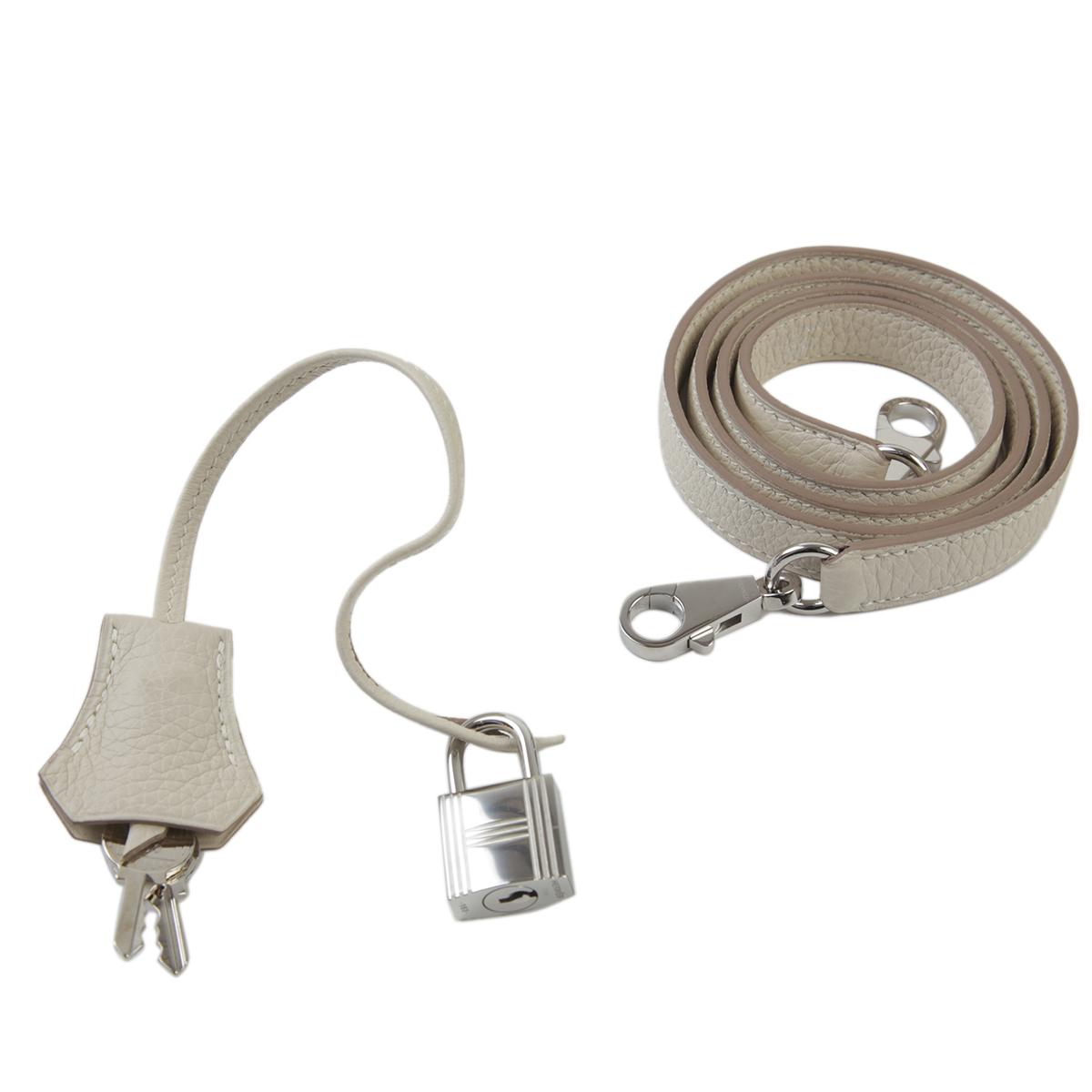 Excellent ( Rank SA ) HERMÈS Bolide 31 Craie (10) Clemence Palladium hardware C (2018) - 16