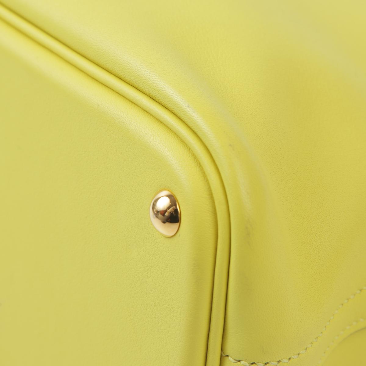 Very Good ( Rank A) HERMÈS Bolide 27 Lime (9R) Swift Gold hardware D (2019) - 11
