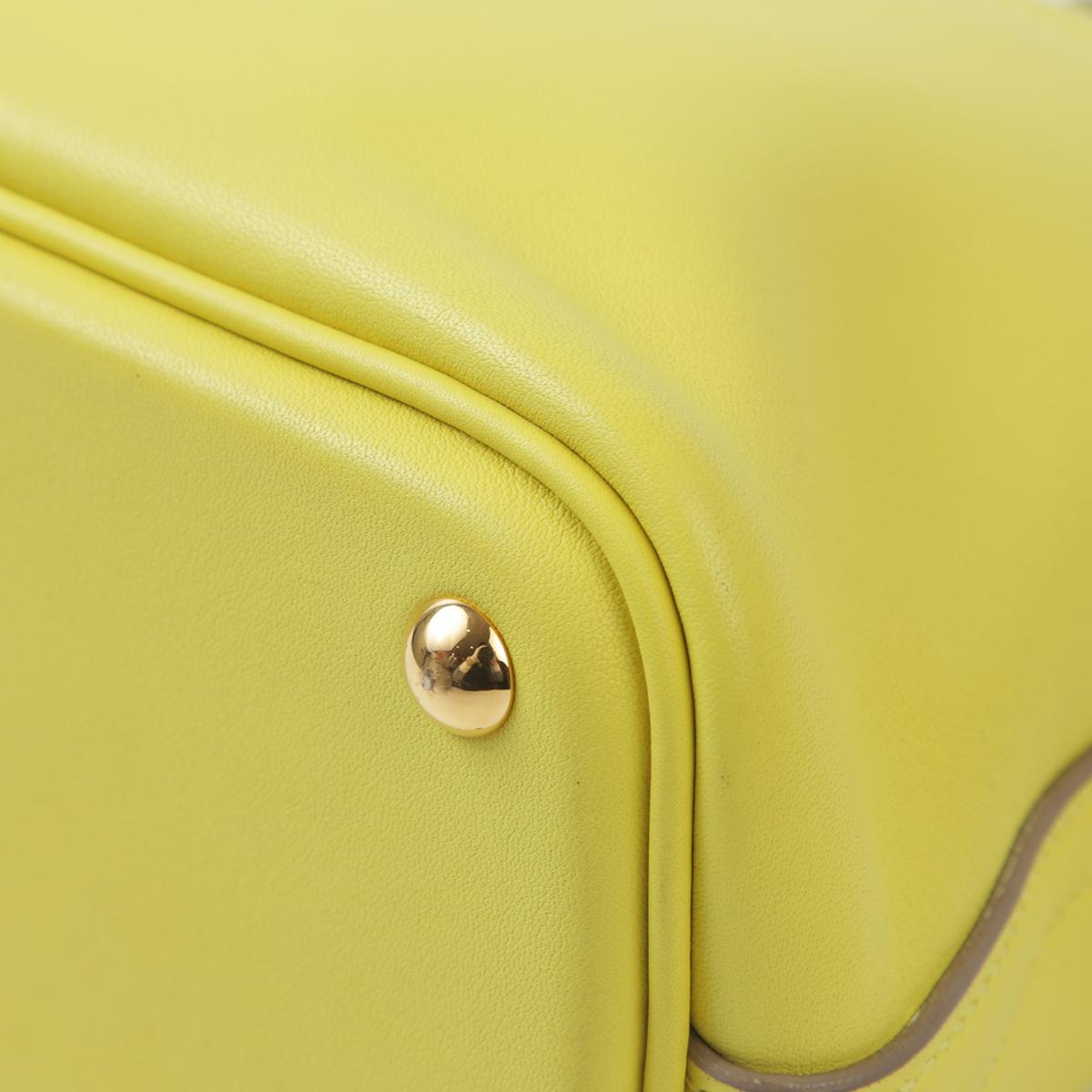 Very Good ( Rank A) HERMÈS Bolide 27 Lime (9R) Swift Gold hardware D (2019) - 9
