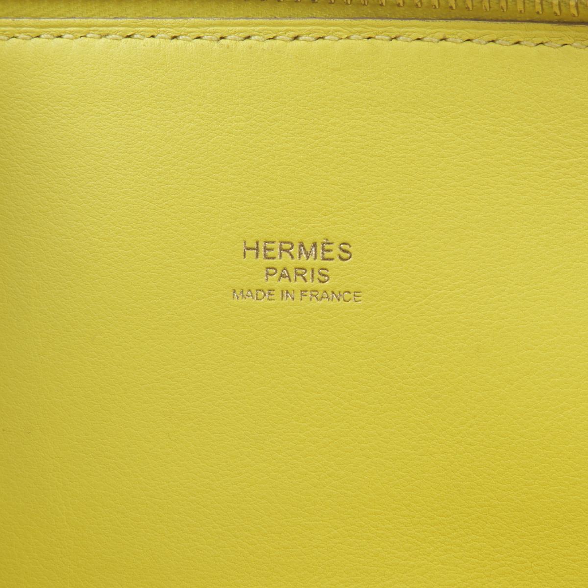 Very Good ( Rank A) HERMÈS Bolide 27 Lime (9R) Swift Gold hardware D (2019) - 13
