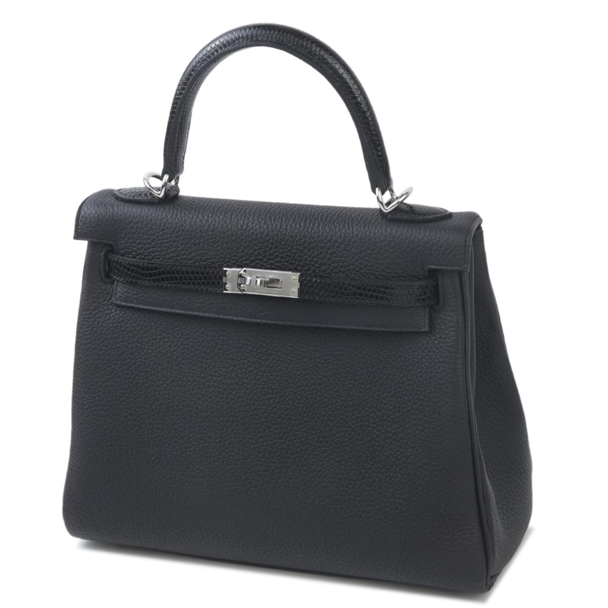 未使用保存品 HERMÈS 愛馬仕 Kelly 25 89 黑色 Noir Togo小牛皮 蜥蜴皮 銀扣 B刻 2023年 - 2