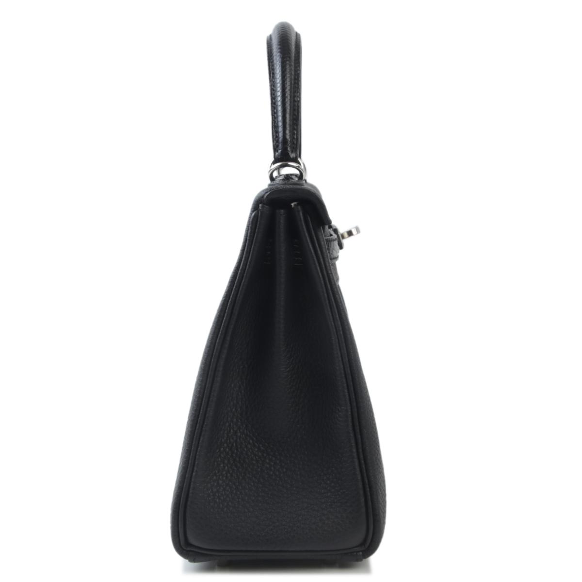 未使用保存品 HERMÈS 愛馬仕 Kelly 25 89 黑色 Noir Togo小牛皮 蜥蜴皮 銀扣 B刻 2023年 - 5