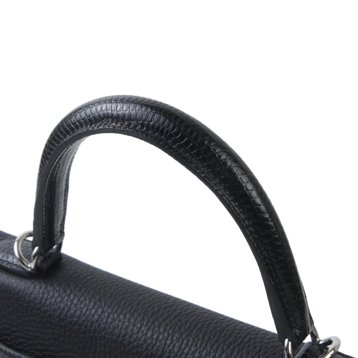 未使用保存品 HERMÈS 愛馬仕 Kelly 25 89 黑色 Noir Togo小牛皮 蜥蜴皮 銀扣 B刻 2023年 - 6