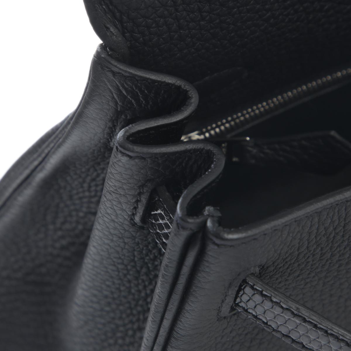 未使用保存品 HERMÈS 愛馬仕 Kelly 25 89 黑色 Noir Togo小牛皮 蜥蜴皮 銀扣 B刻 2023年 - 16