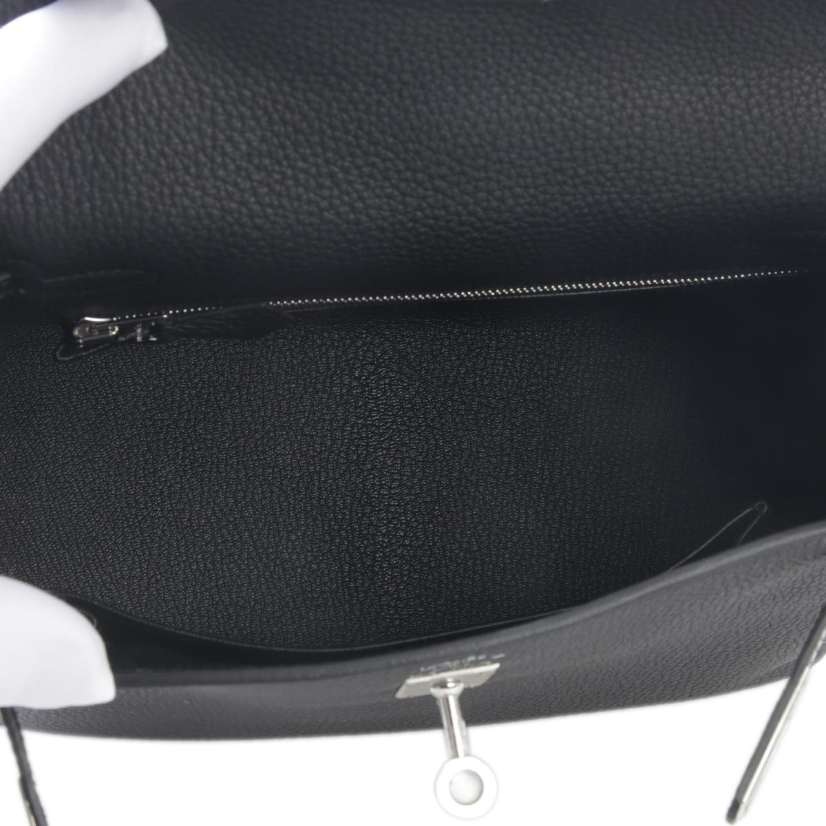 未使用保存品 HERMÈS 愛馬仕 Kelly 25 89 黑色 Noir Togo小牛皮 蜥蜴皮 銀扣 B刻 2023年 - 14