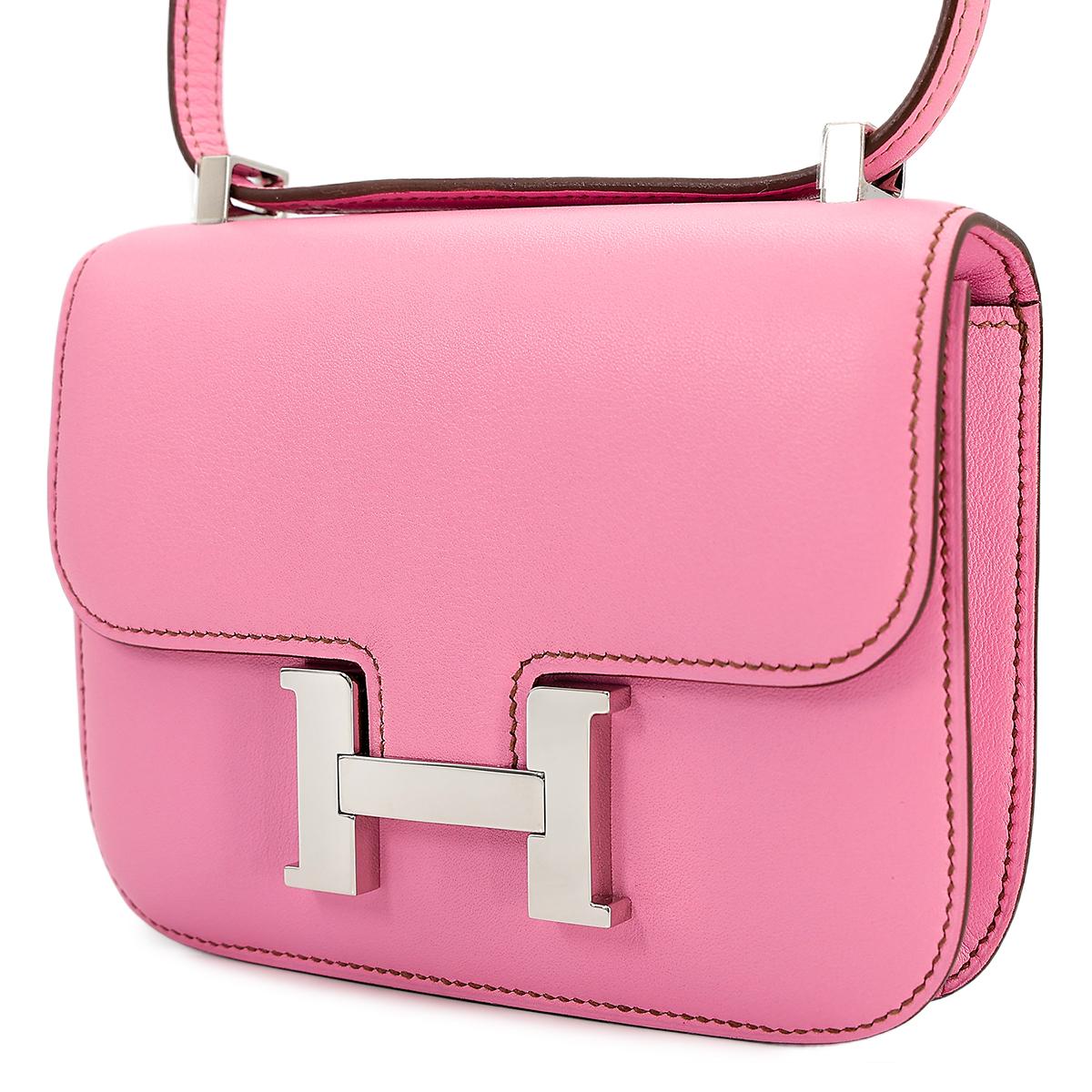 Very Good ( Rank A) HERMÈS Micro Constance Pink (5P) Swift Palladium hardware Square N (2010) - 2