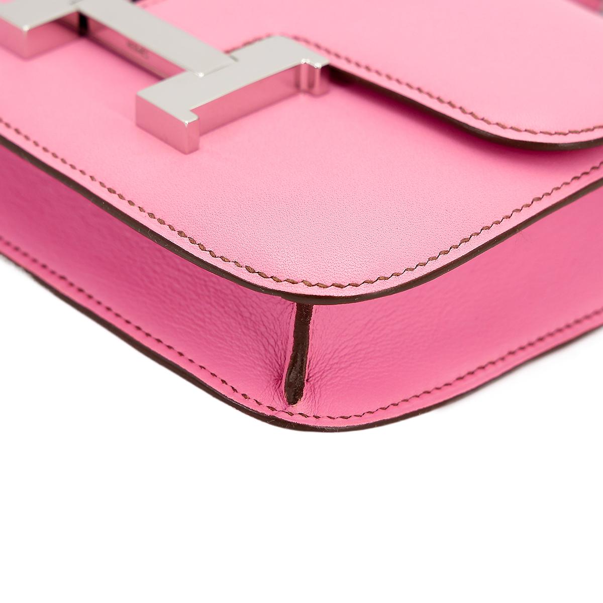 Very Good ( Rank A) HERMÈS Micro Constance Pink (5P) Swift Palladium hardware Square N (2010) - 10