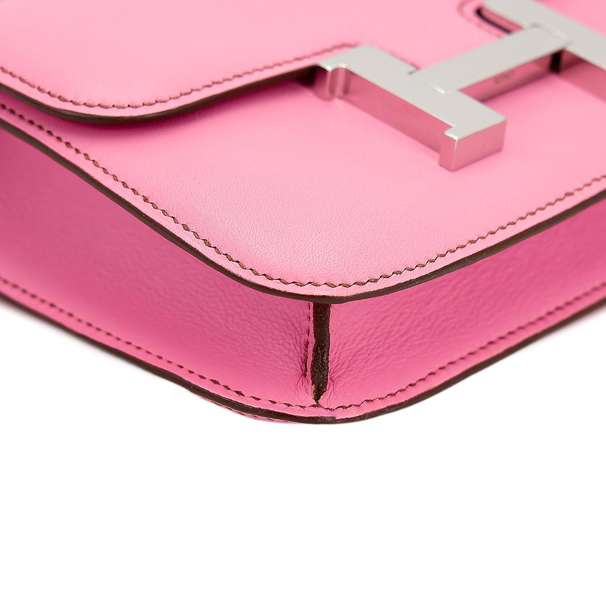 Very Good ( Rank A) HERMÈS Micro Constance Pink (5P) Swift Palladium hardware Square N (2010) - 11
