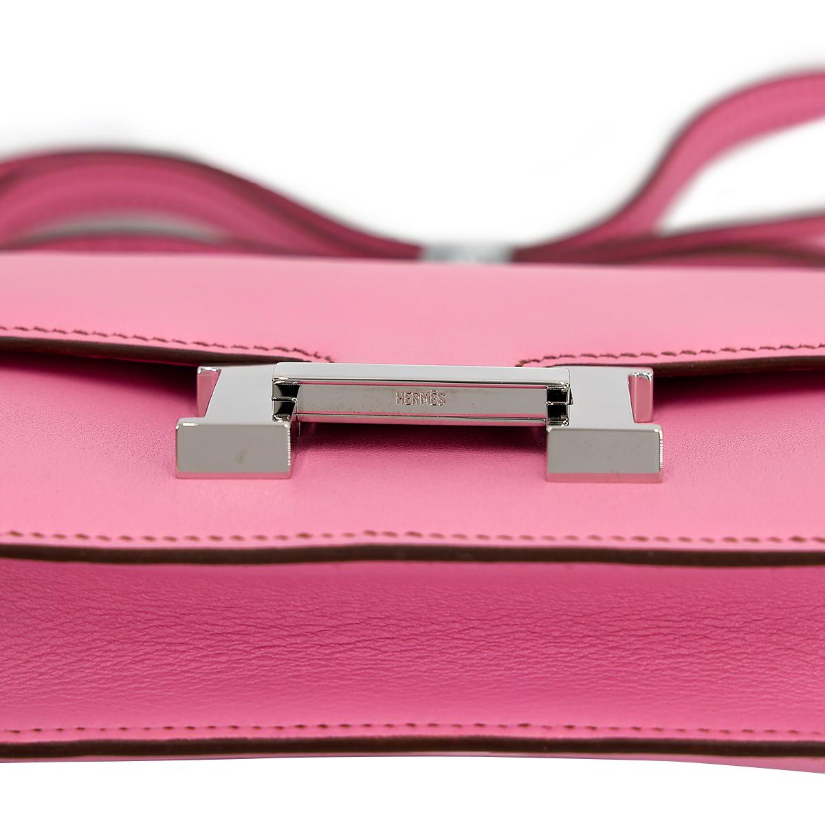 Very Good ( Rank A) HERMÈS Micro Constance Pink (5P) Swift Palladium hardware Square N (2010) - 17