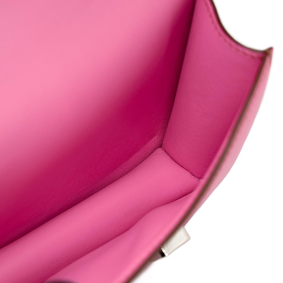 Very Good ( Rank A) HERMÈS Micro Constance Pink (5P) Swift Palladium hardware Square N (2010) - 25