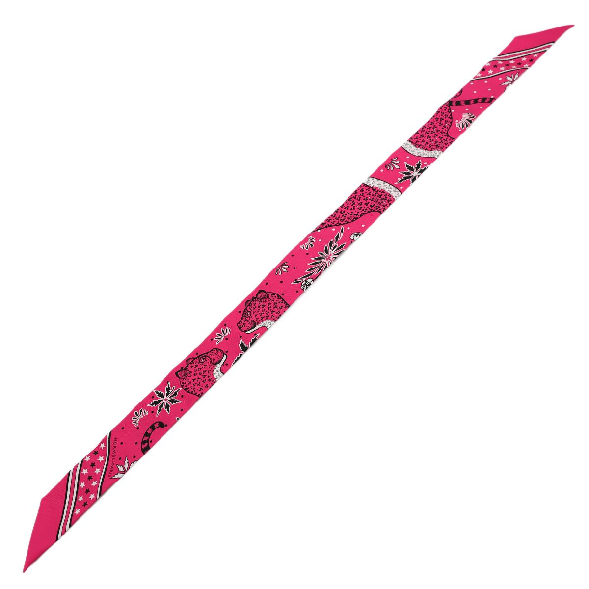Unused ( Rank NS ) HERMÈS Twilly Les Leopards Bandana
Pink Silk - 5