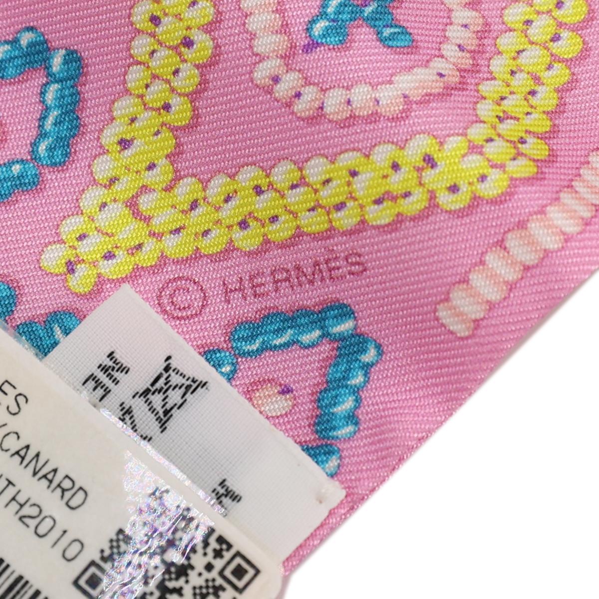 Unused ( Rank NS ) HERMÈS Twilly Kelly en Perles Pink Silk - 7