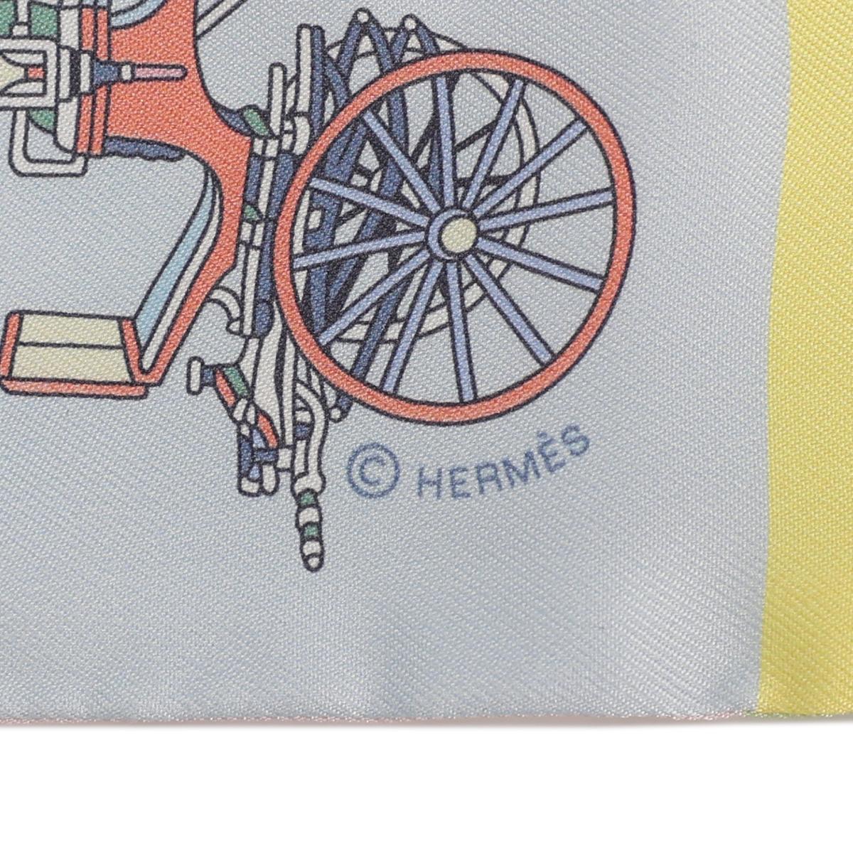 Unused ( Rank NS ) HERMÈS Twilly Voitures Exquises Yellow Green Silk - 3