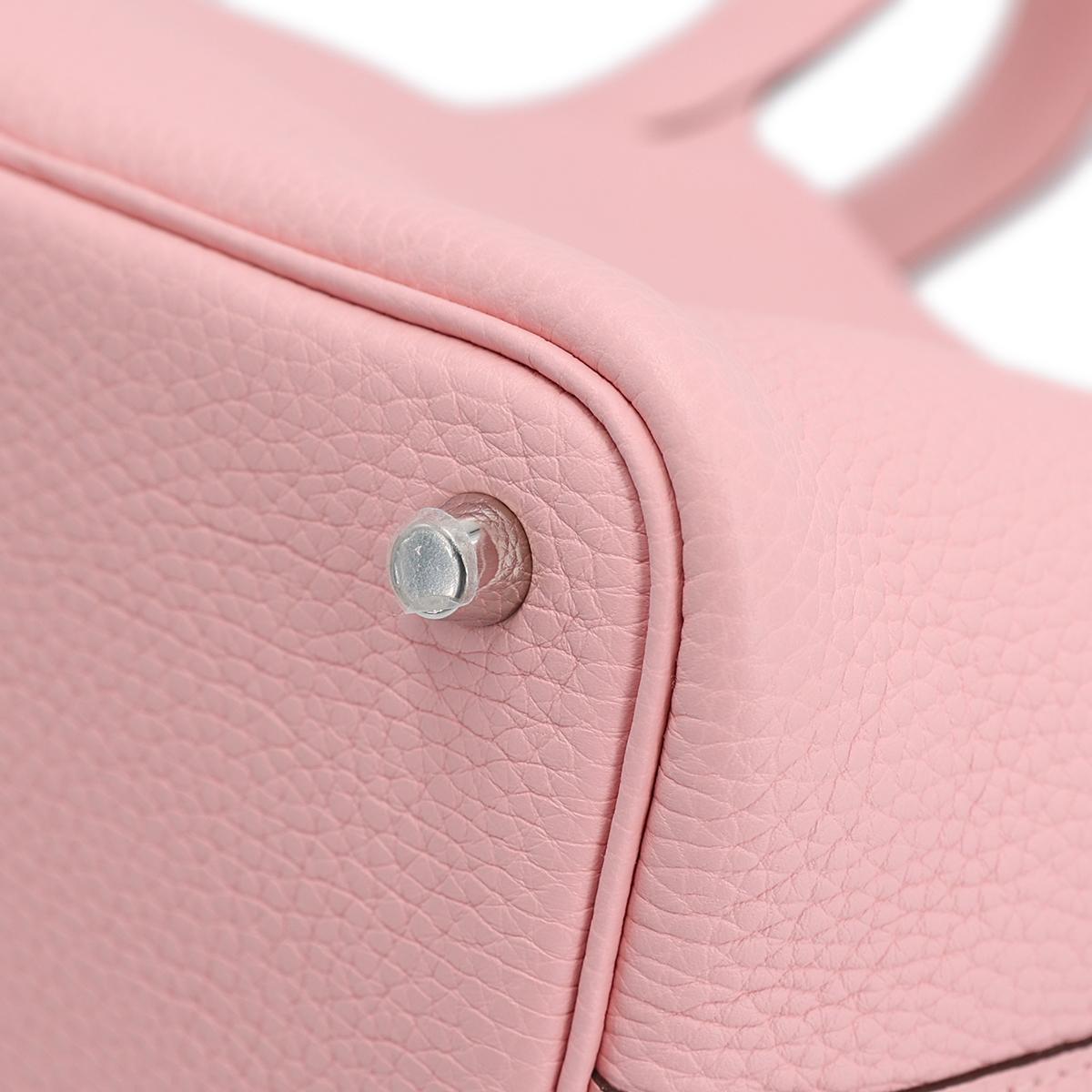 Unused ( Rank NS ) HERMÈS Picotin Lock PM Rose Sakura (3Q) Clemence Palladium hardware U (2022) - 11