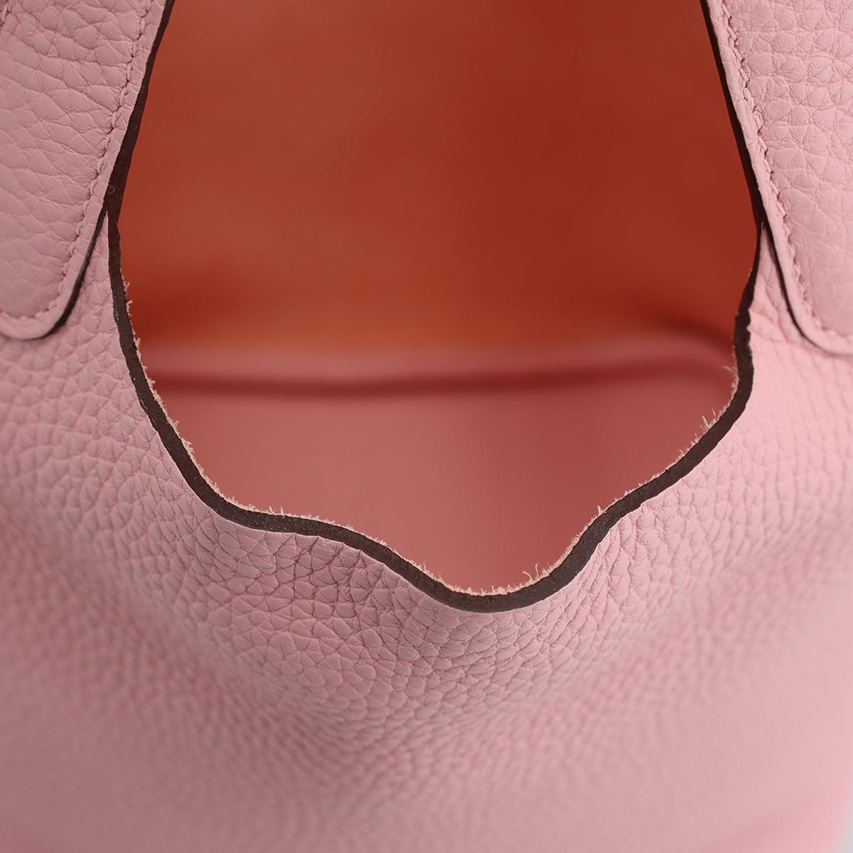 Unused ( Rank NS ) HERMÈS Picotin Lock PM Rose Sakura (3Q) Clemence Palladium hardware U (2022) - 17