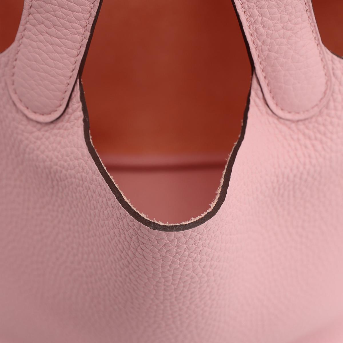 Unused ( Rank NS ) HERMÈS Picotin Lock PM Rose Sakura (3Q) Clemence Palladium hardware U (2022) - 14