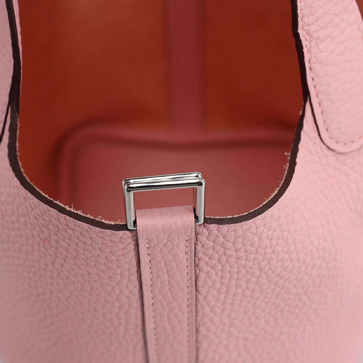 Unused ( Rank NS ) HERMÈS Picotin Lock PM Rose Sakura (3Q) Clemence Palladium hardware U (2022) - 15