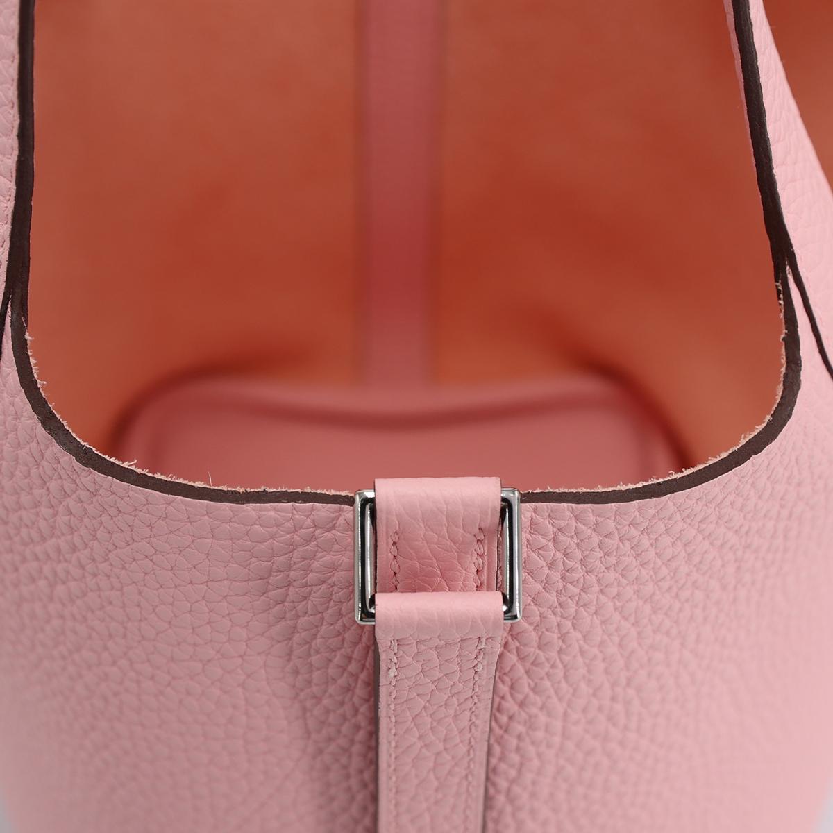 Unused ( Rank NS ) HERMÈS Picotin Lock PM Rose Sakura (3Q) Clemence Palladium hardware U (2022) - 16