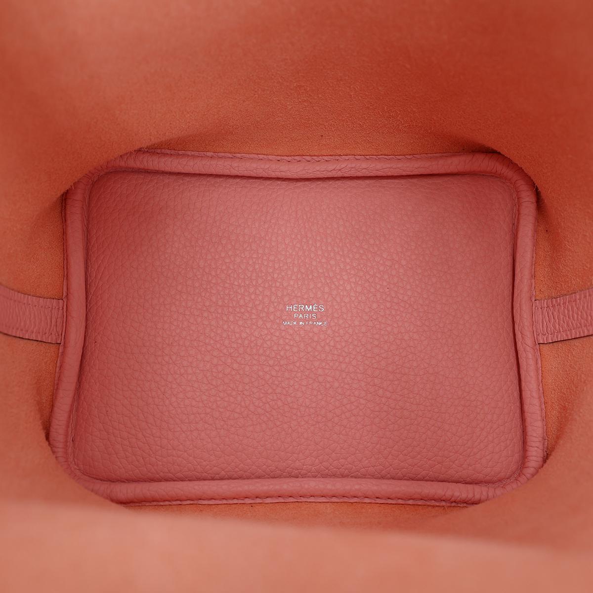 Unused ( Rank NS ) HERMÈS Picotin Lock PM Rose Sakura (3Q) Clemence Palladium hardware U (2022) - 12
