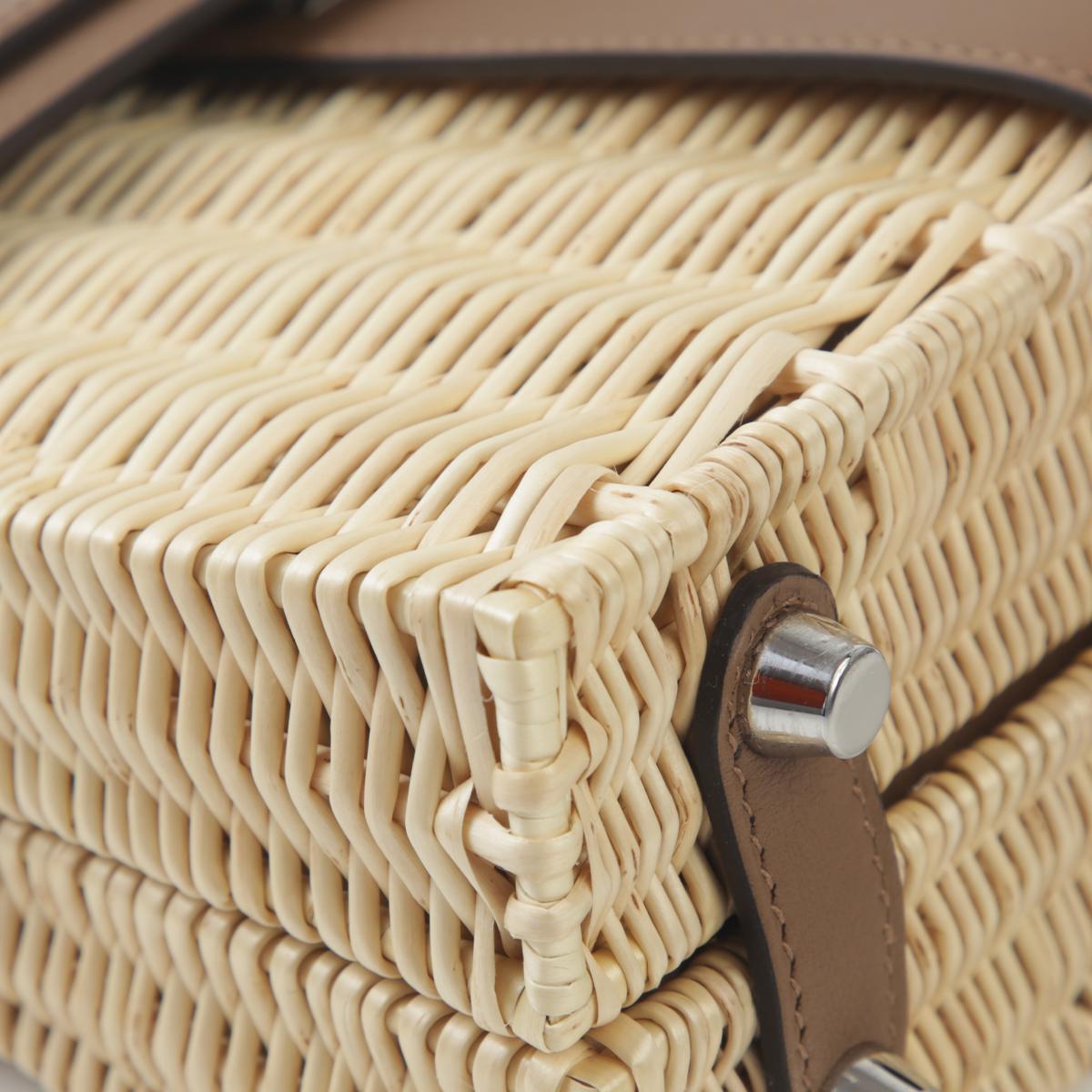 Brand new ( Rank N ) HERMÈS Limited Edition Kelly Picnic Mini  Alezan (3G) Swift Osier Wicker Palladium hardware W (2024) - 8