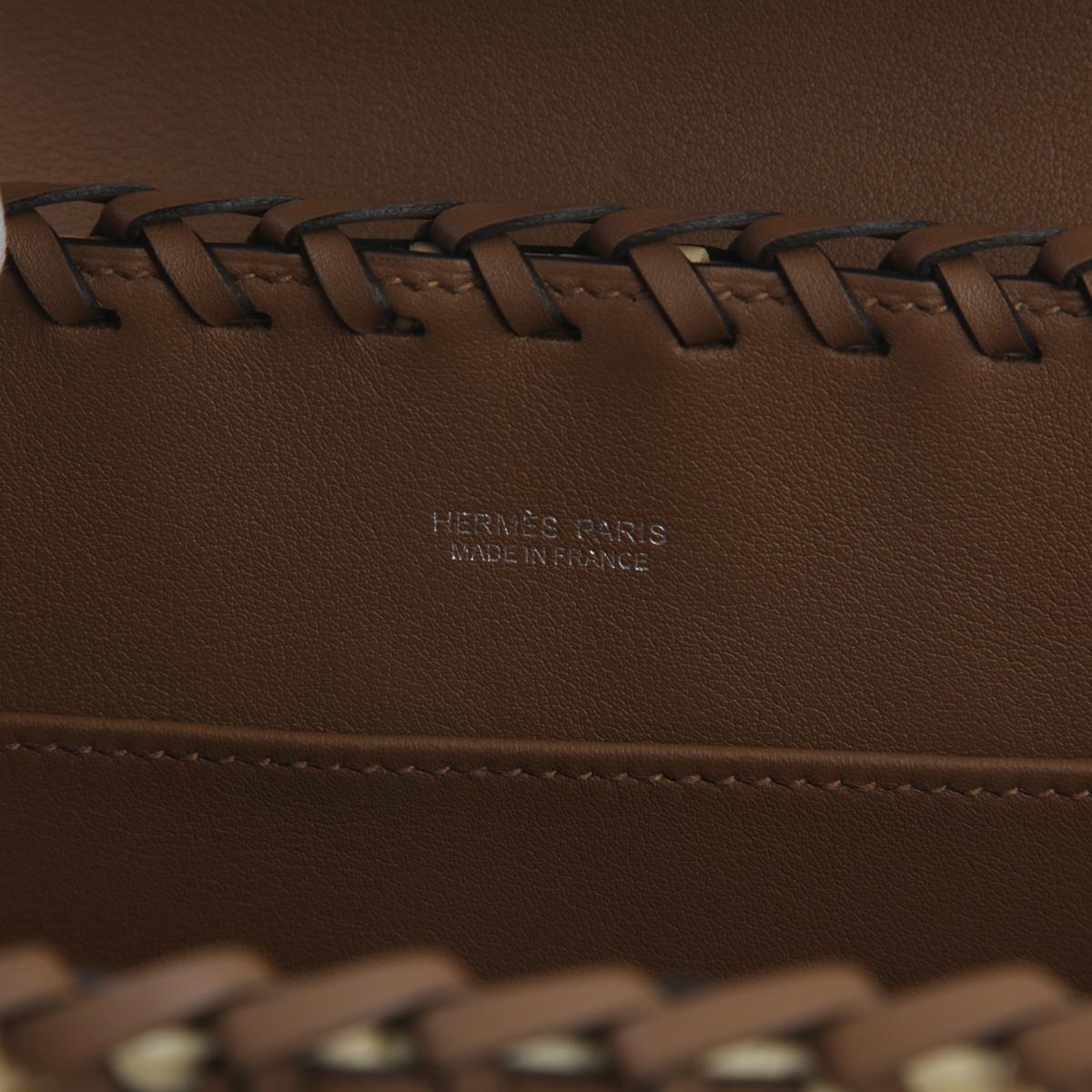 Brand new ( Rank N ) HERMÈS Limited Edition Kelly Picnic Mini  Alezan (3G) Swift Osier Wicker Palladium hardware W (2024) - 14