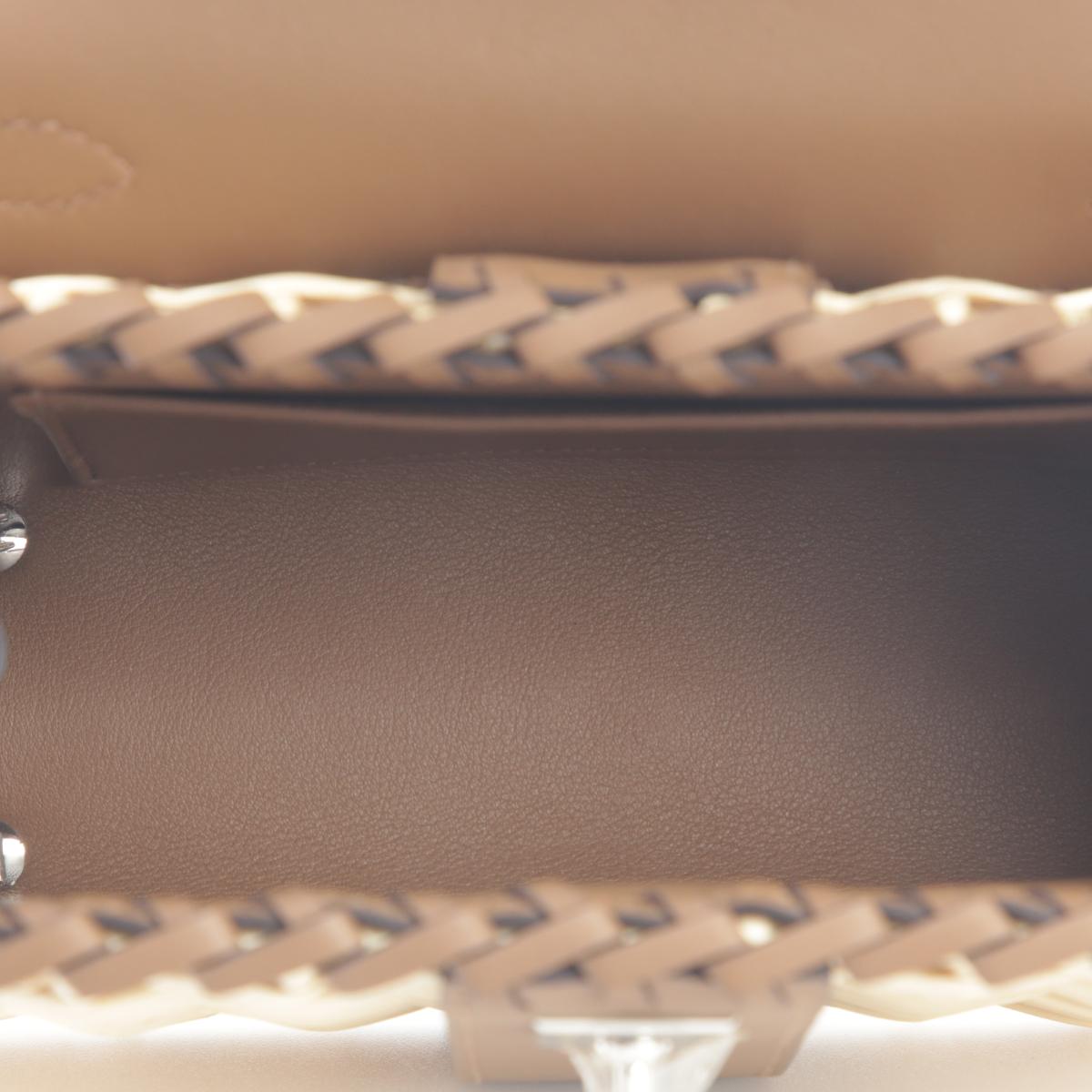 Brand new ( Rank N ) HERMÈS Limited Edition Kelly Picnic Mini  Alezan (3G) Swift Osier Wicker Palladium hardware W (2024) - 15