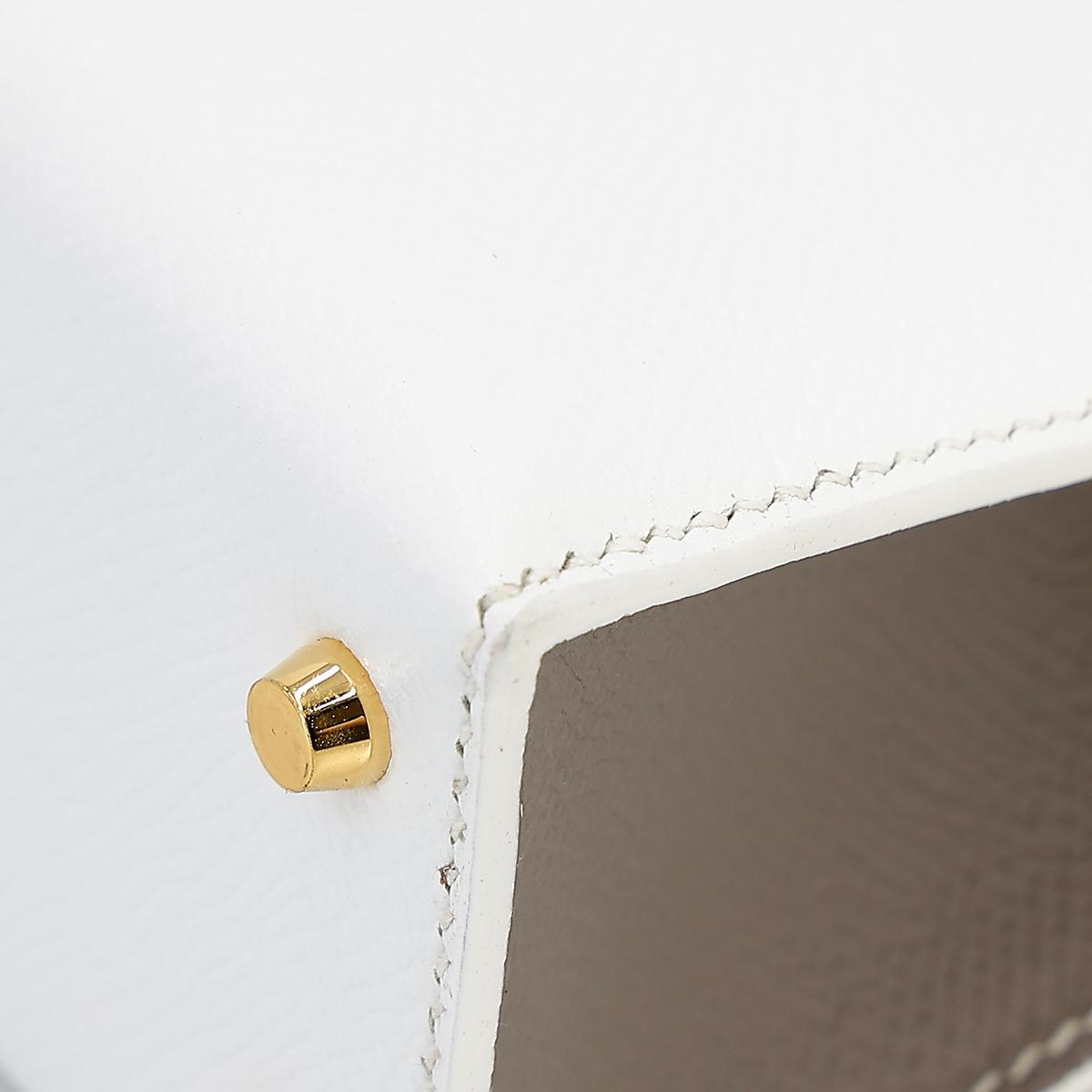 Unused ( Rank NS ) HERMÈS Special Order Mini Kelly II Gris Asphalte (M8) White (01) Epsom Permabrass hardware Y (2020) - 10