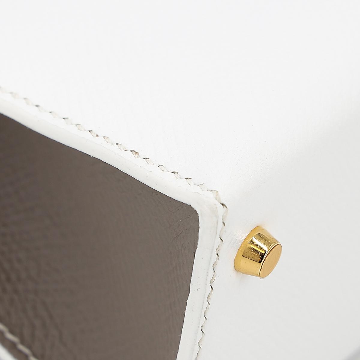 Unused ( Rank NS ) HERMÈS Special Order Mini Kelly II Gris Asphalte (M8) White (01) Epsom Permabrass hardware Y (2020) - 11