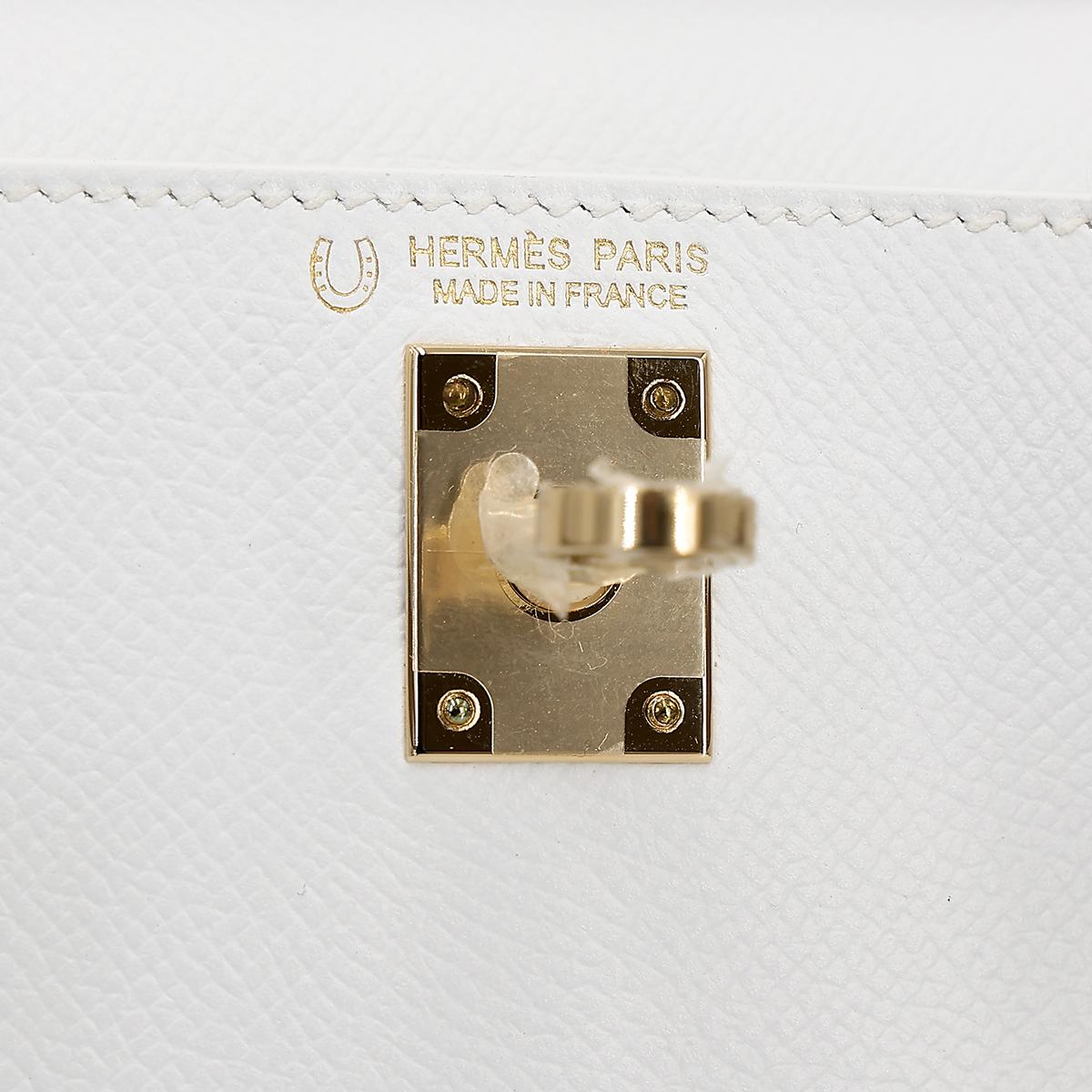 Unused ( Rank NS ) HERMÈS Special Order Mini Kelly II Gris Asphalte (M8) White (01) Epsom Permabrass hardware Y (2020) - 14