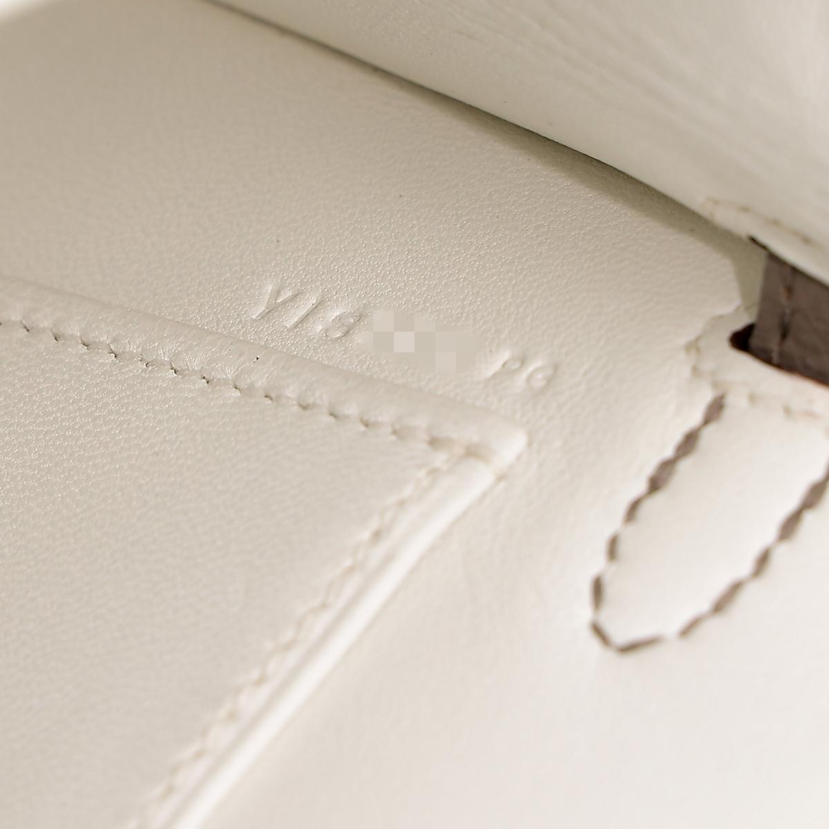 Unused ( Rank NS ) HERMÈS Special Order Mini Kelly II Gris Asphalte (M8) White (01) Epsom Permabrass hardware Y (2020) - 20