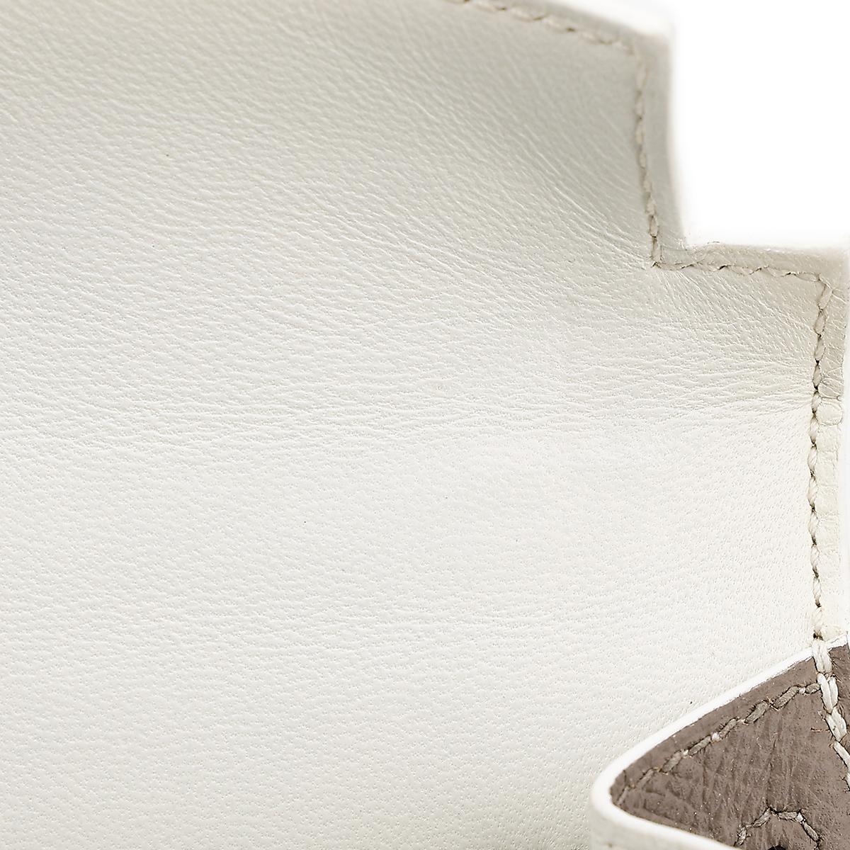 Unused ( Rank NS ) HERMÈS Special Order Mini Kelly II Gris Asphalte (M8) White (01) Epsom Permabrass hardware Y (2020) - 15