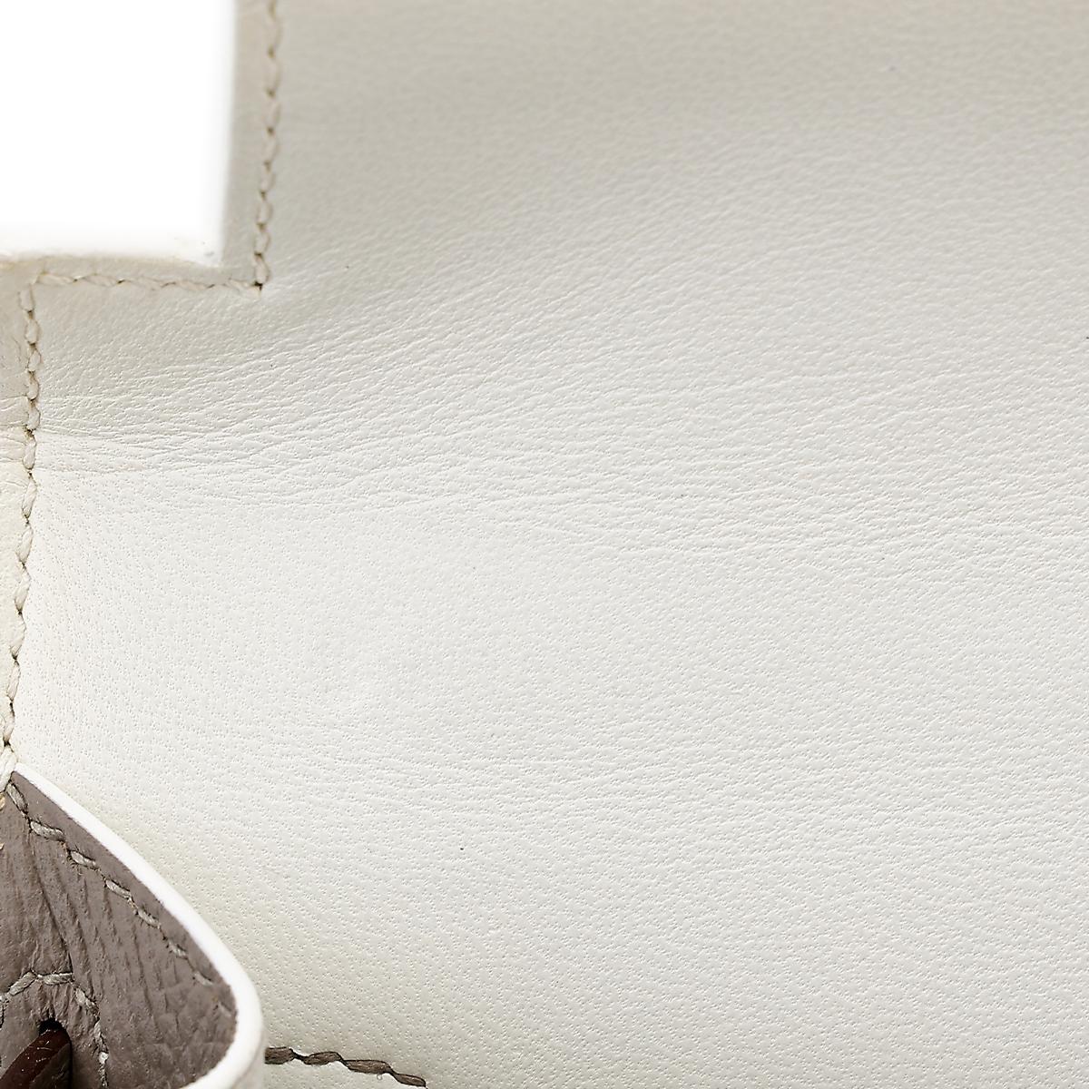 Unused ( Rank NS ) HERMÈS Special Order Mini Kelly II Gris Asphalte (M8) White (01) Epsom Permabrass hardware Y (2020) - 16