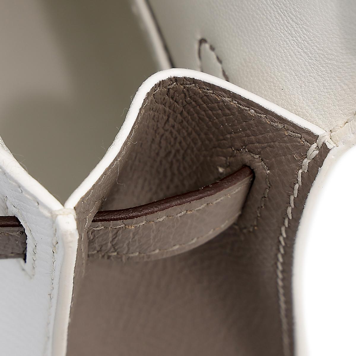 Unused ( Rank NS ) HERMÈS Special Order Mini Kelly II Gris Asphalte (M8) White (01) Epsom Permabrass hardware Y (2020) - 18